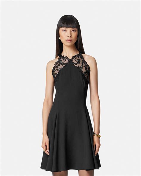 versace mini dress winter|Halterneck Pleated Mini Dress .